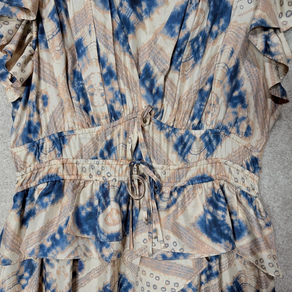 Ulla Johnson Blue and Cream Floral Ruffle Midi Dress - Picture 4 of 16